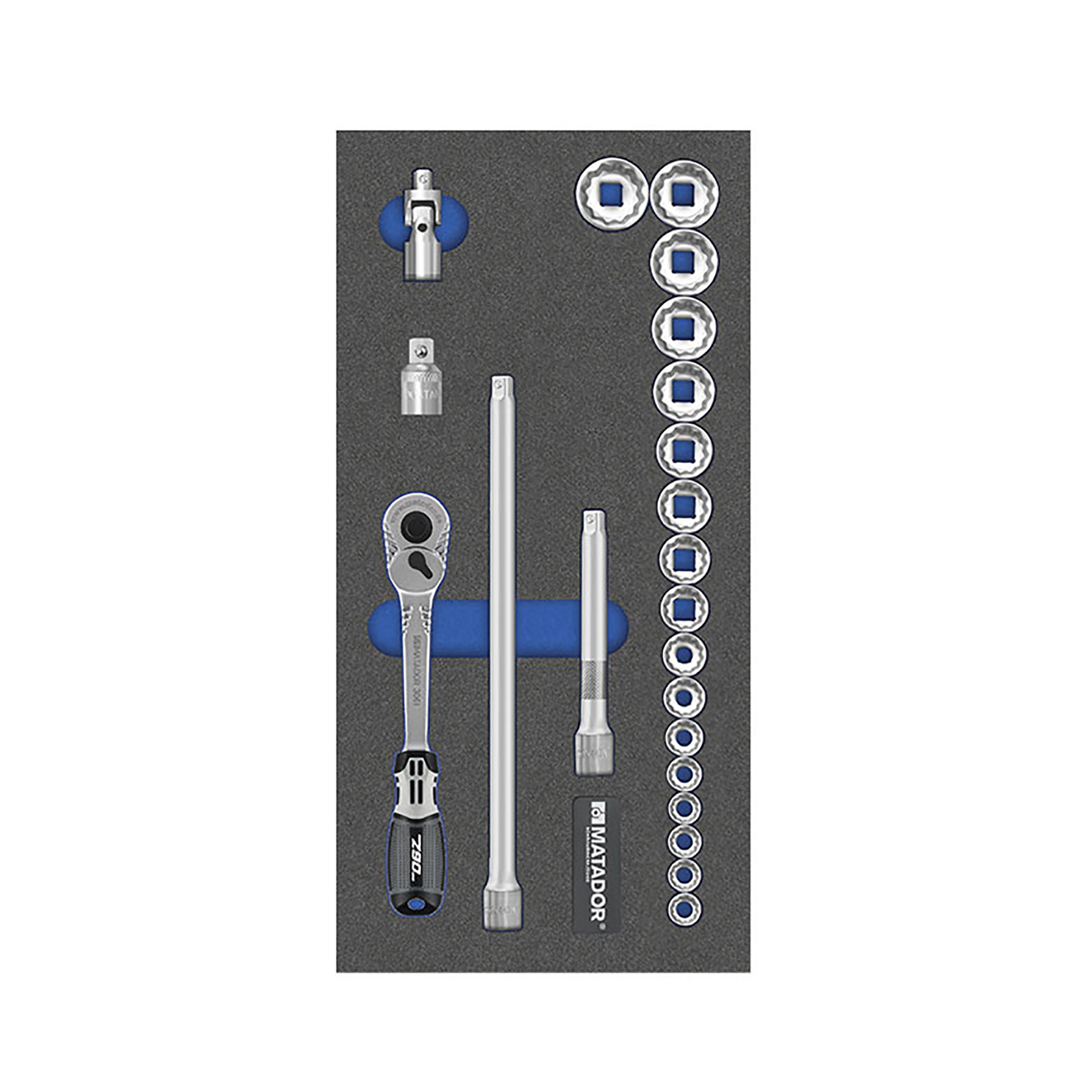 MTS: Socket spanner set, 22 pcs., 3/8": 6-22 mm (1/3), MATADOR item no.: 81641302