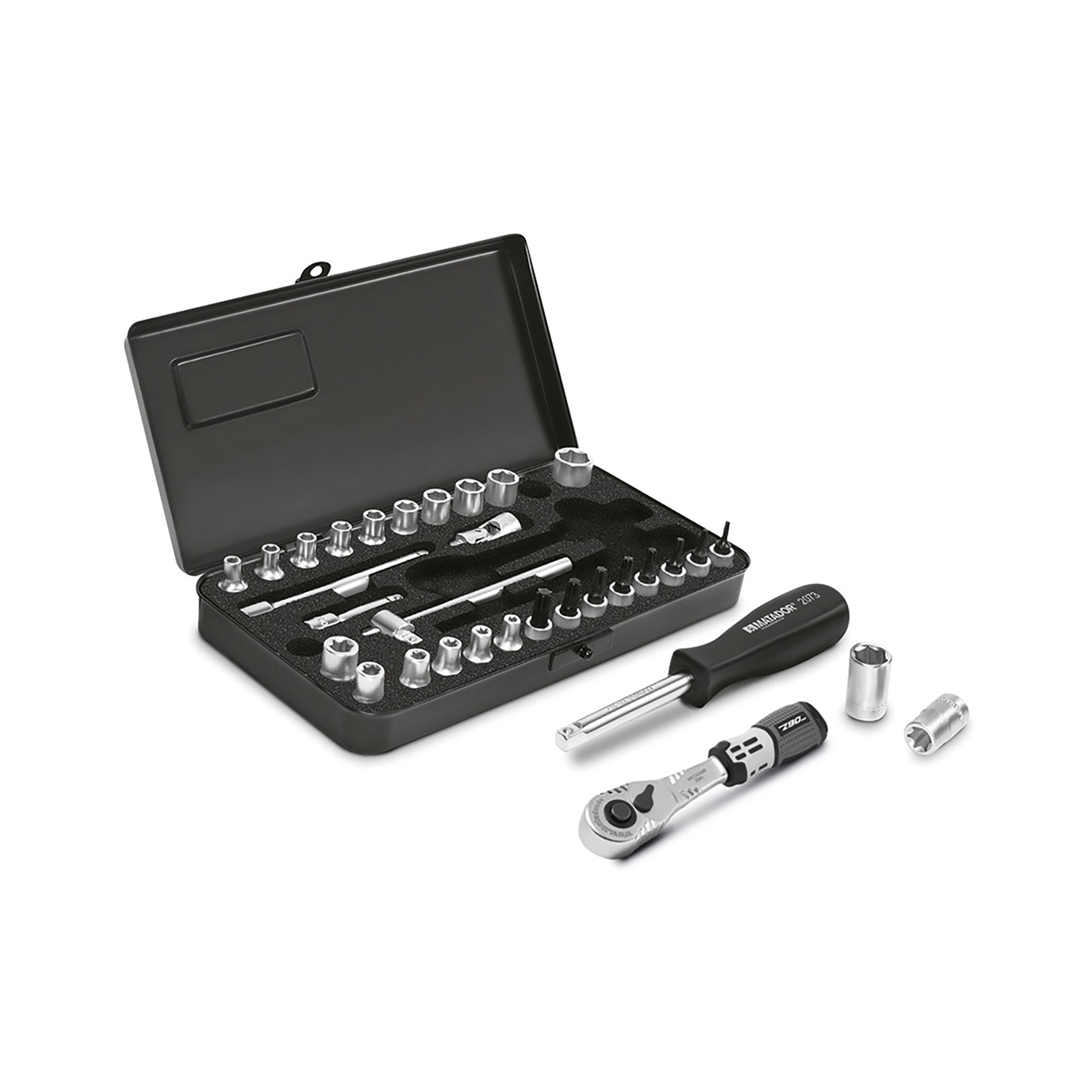 Socket set, 32 pcs., hex., TORX®, 1/4": 4-13 mm / TX, MATADOR item no.: 21369320