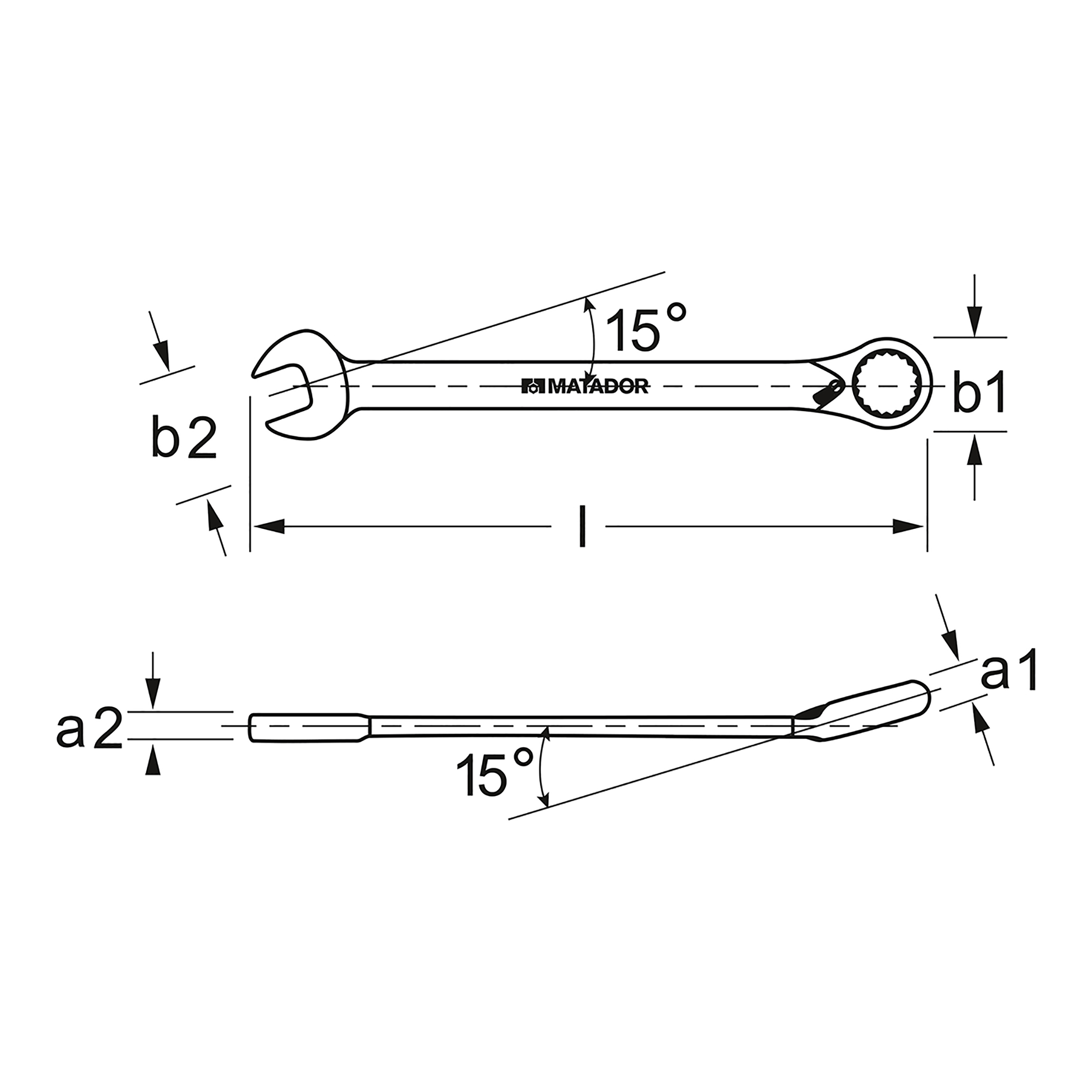 Combination ratchet spanner with lever, 7 mm, 32 Nm, MATADOR item no.: 01890070