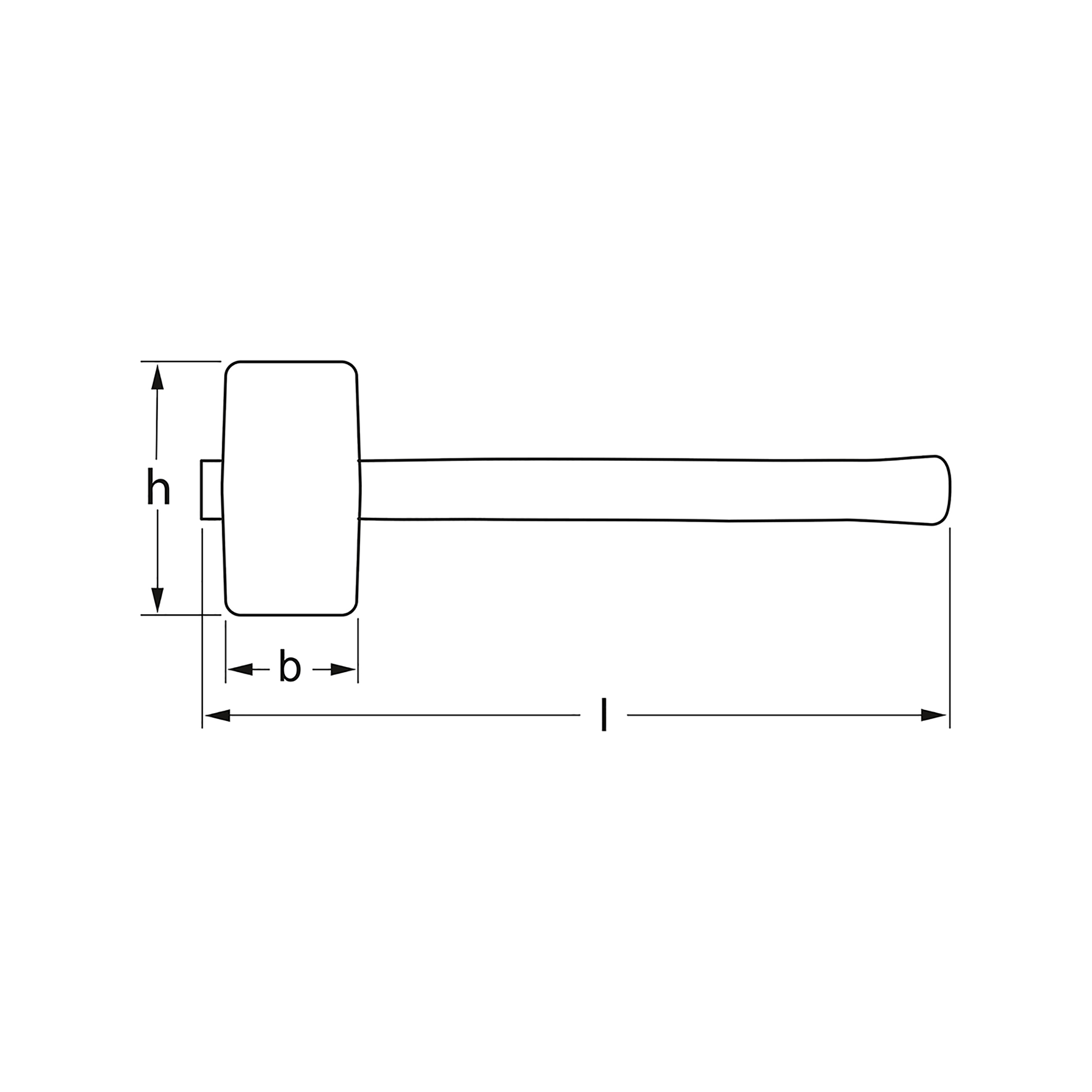 Rubber mallet, DIN 5128 A, straight, 1150 g, 140x90 mm, MATADOR item no.: 07380004