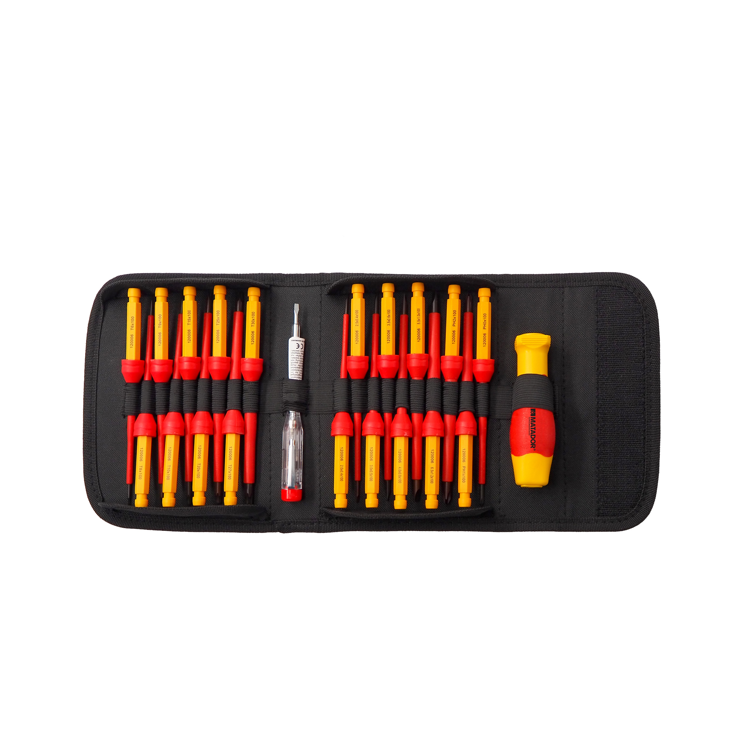 Electrician's roll-up bag VDE with 21-piece screwdriver assortment in textile bag