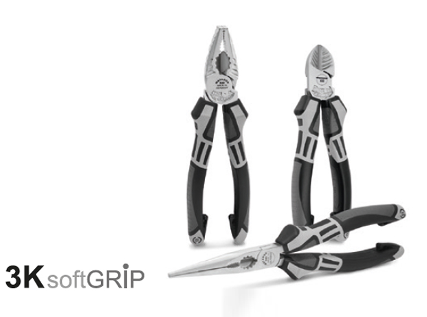 Innovative pliers with 3K handles and many additional functions.