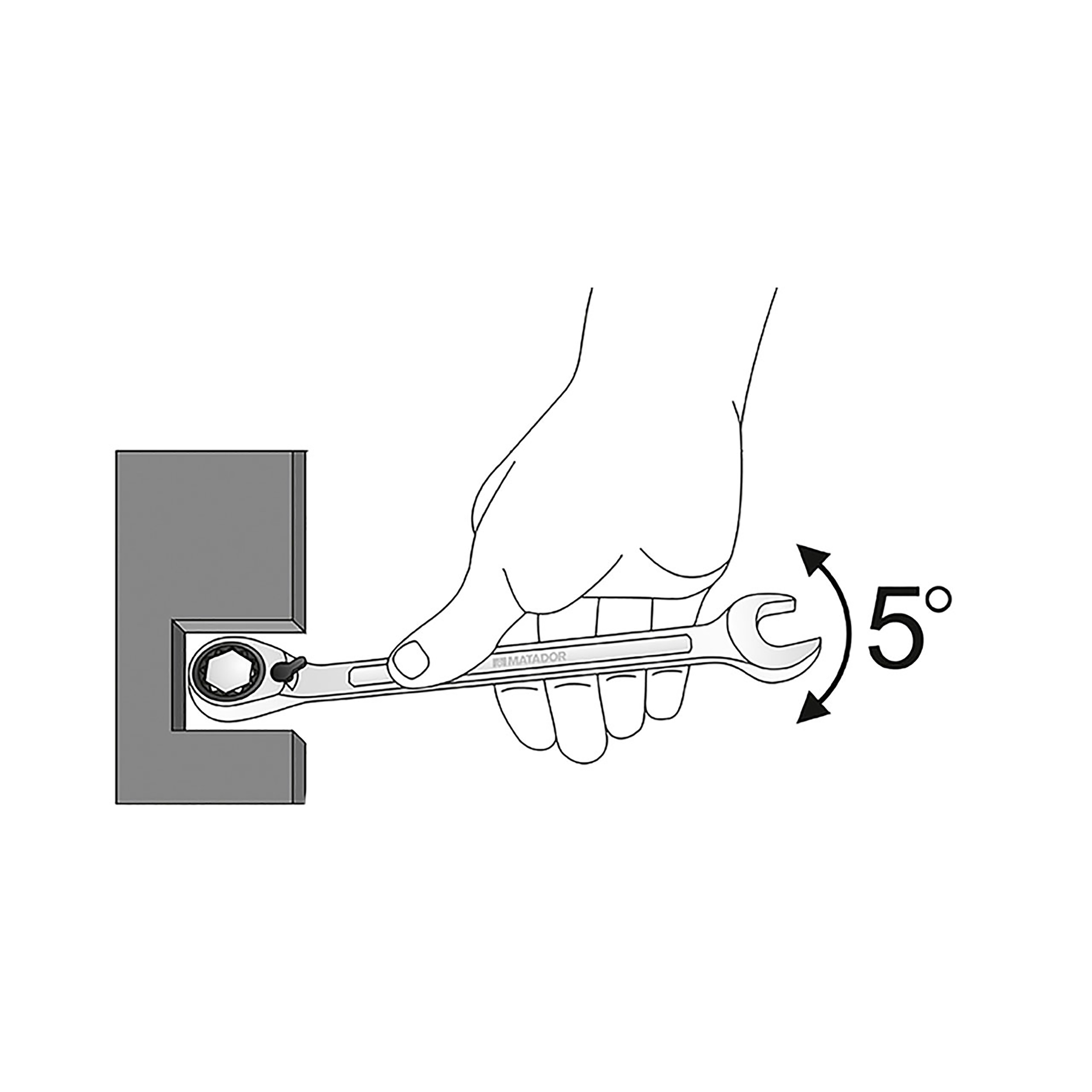 Combination ratchet spanner with lever, 7 mm, 32 Nm, MATADOR item no.: 01890070