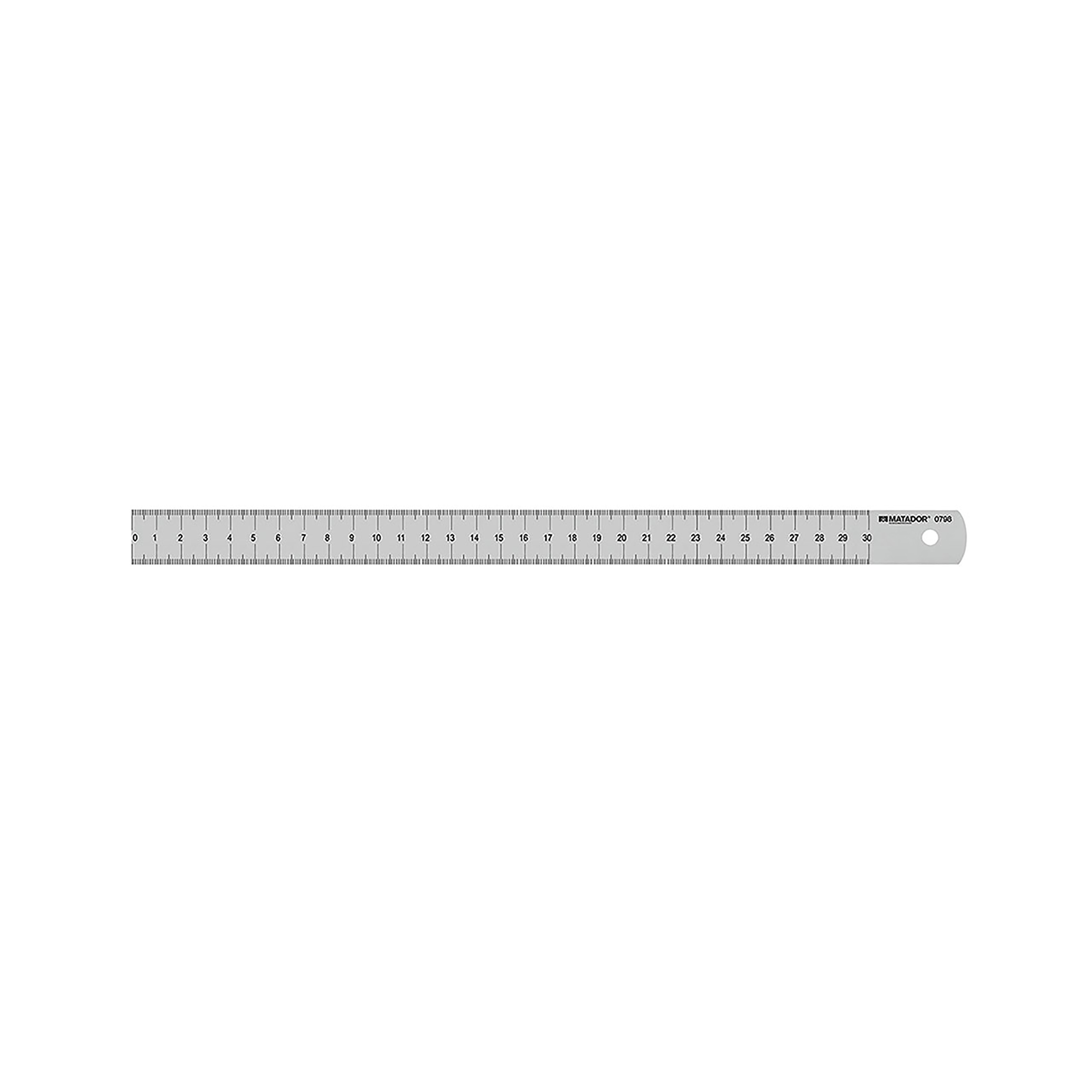 Steel rule, rigid, double scale, 300x30x1 mm, MATADOR item no.: 07982030