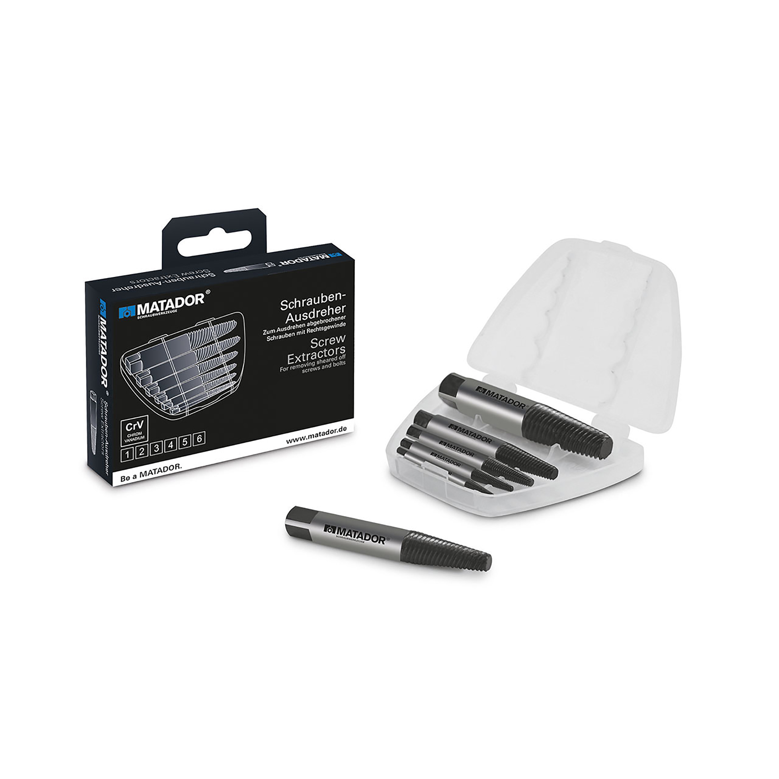 Schraubenausdreher-Satz, 6-tlg., M3-M25, 1/8-1", MATADOR Art.-Code: 07710002