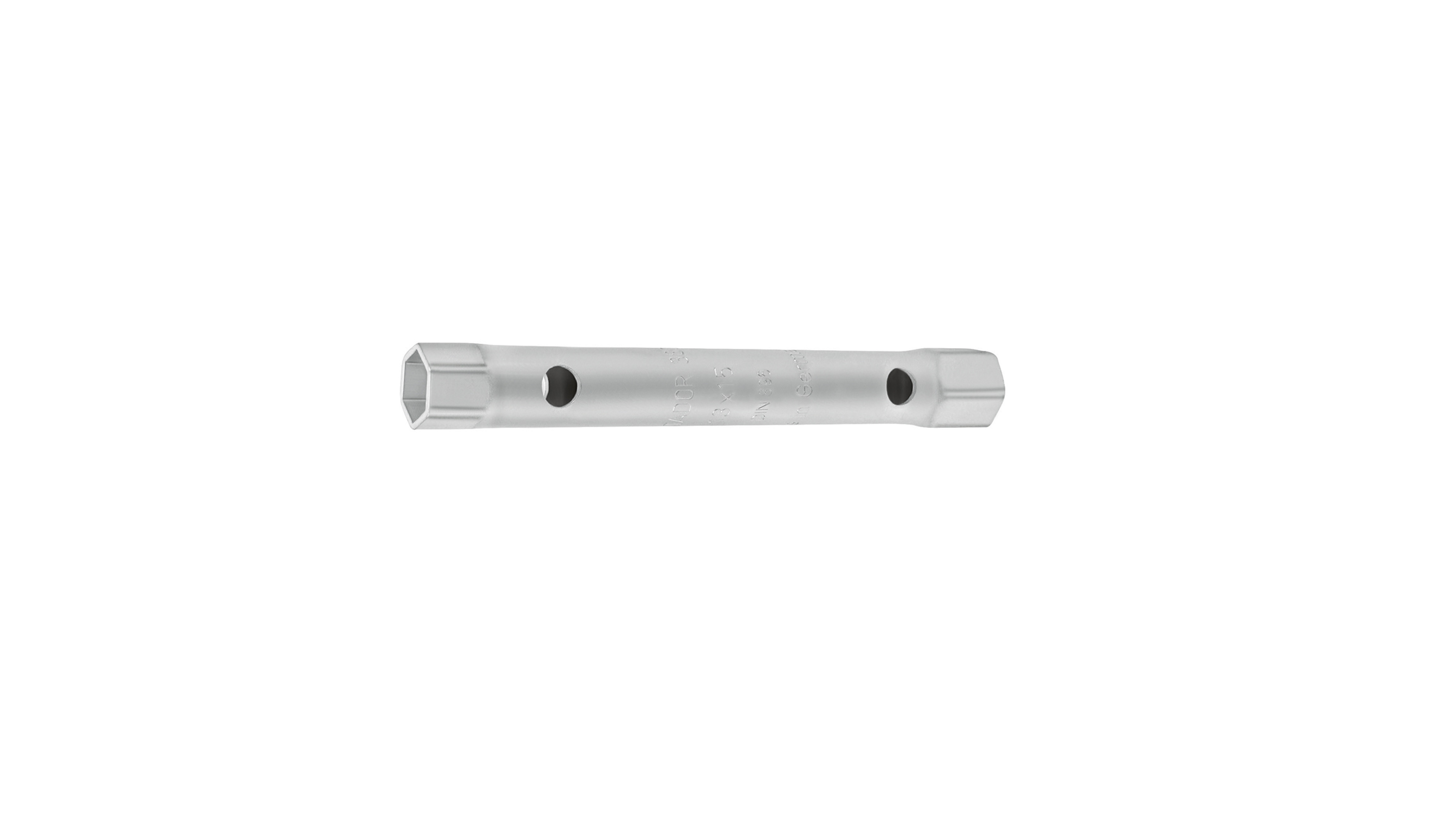 Tubular box spanner with borehole for thommy bars.