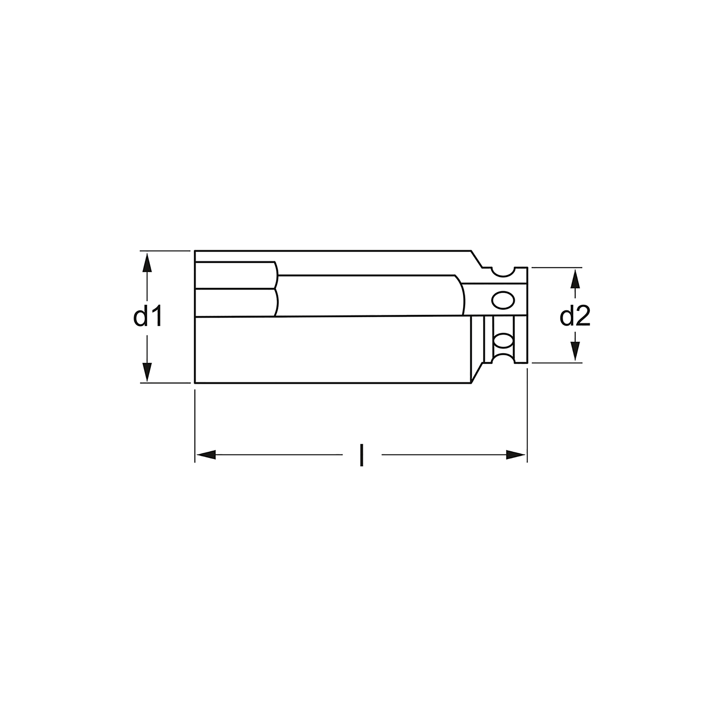 Kraft-Steckschlüssel-Einsatz, 6-kt., L, 25 mm (1"): 60x105 mm, MATADOR Art.-Code: 76810600