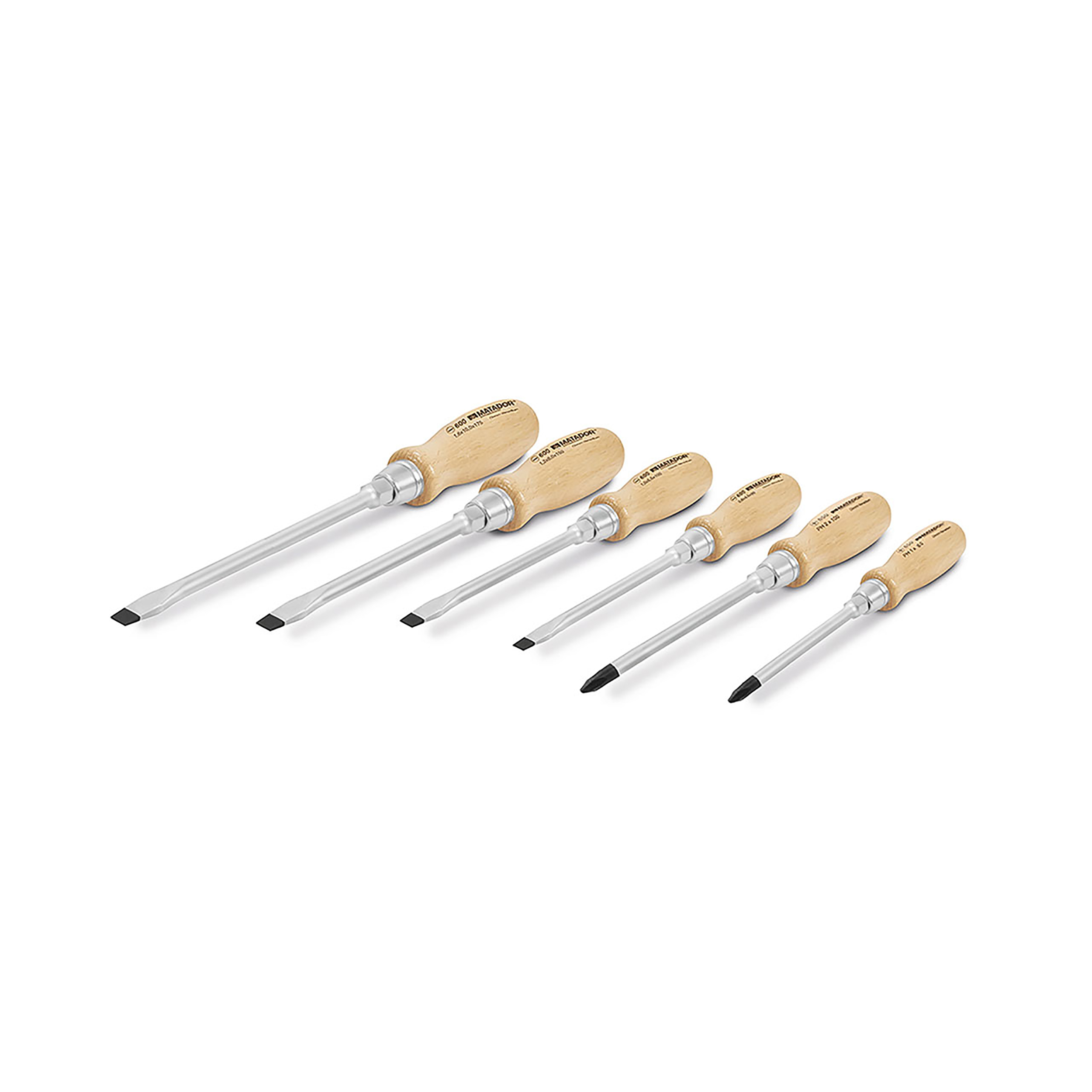 Wooden handle screwdriver set, 6 pcs, MATADOR item no.: 06509060