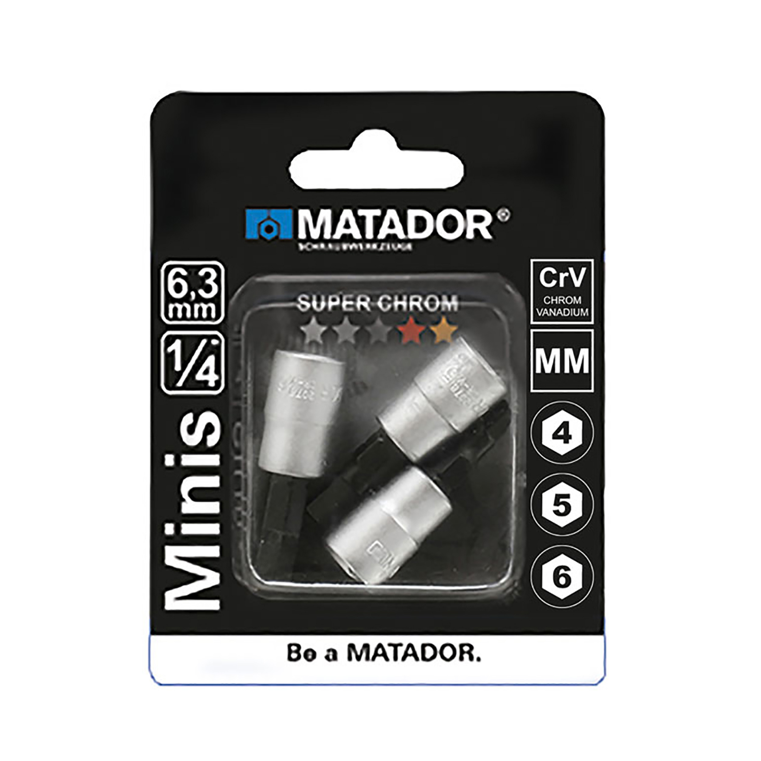 Screwdriver bits, 3 pcs., 1/4": 4-5-6 mm, MATADOR item no.: 20789030