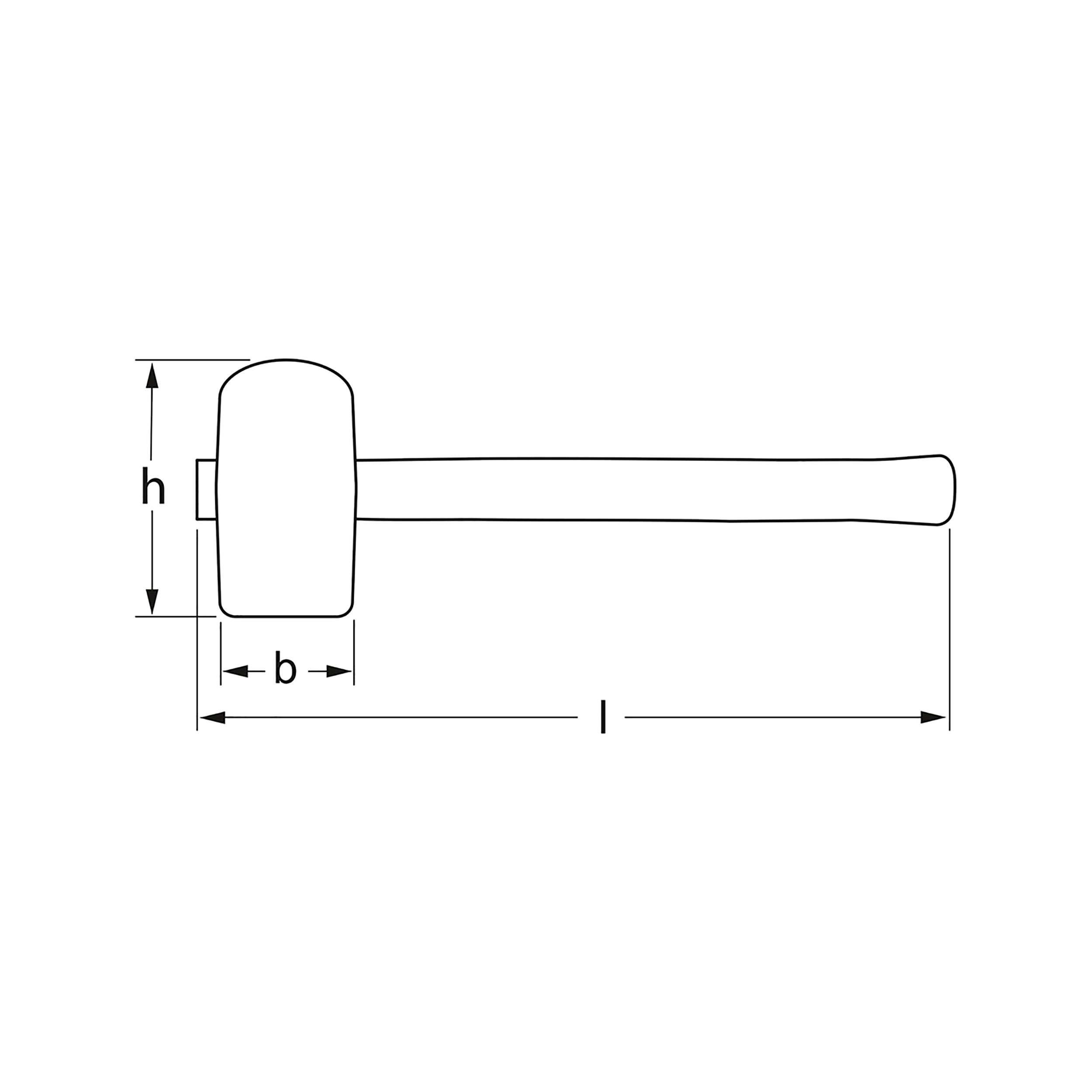 Rubber mallet, DIN 5128 B, 520 g, 115x65 mm, MATADOR item no.: 07380005