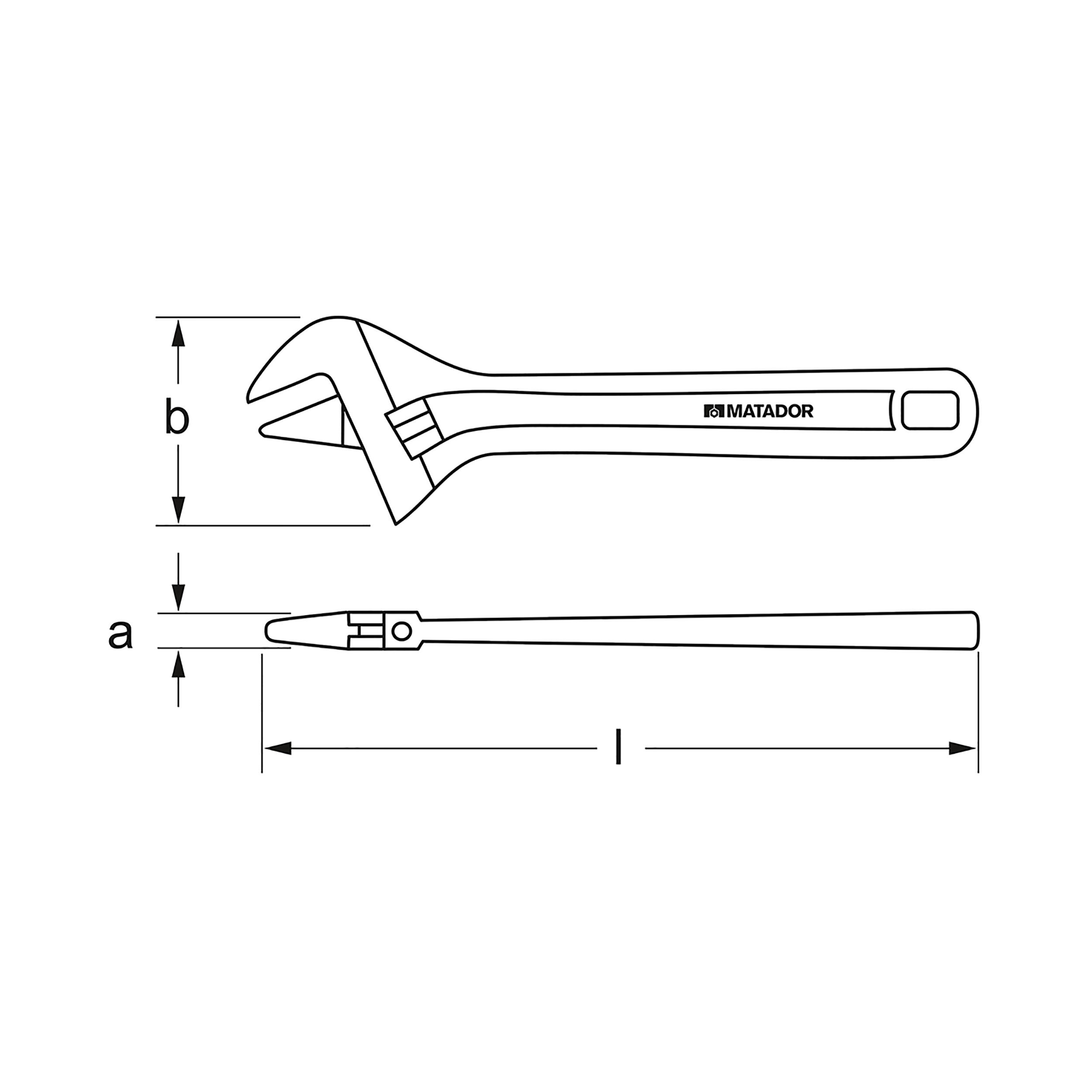 Verstellbarer Einmaulschlüssel, 0-25 mm/200 mm (8"), MATADOR Art.-Code: 05910080