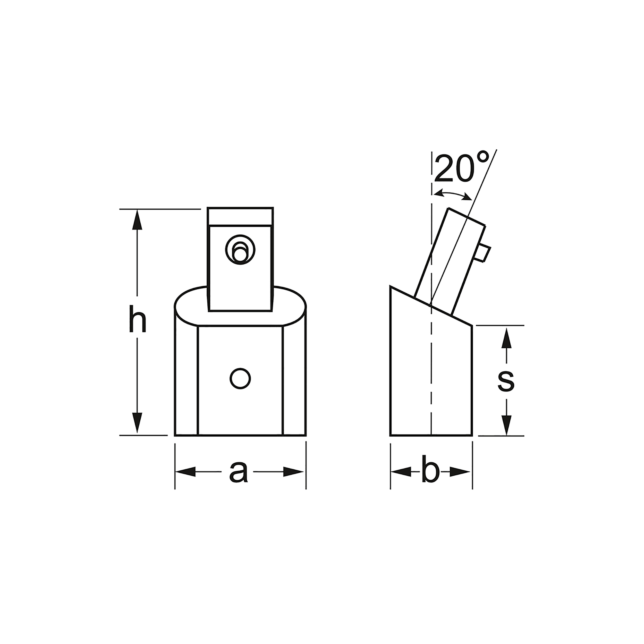 Mortise adapter 20°, 9x12 mm, MATADOR item no.: 61870004