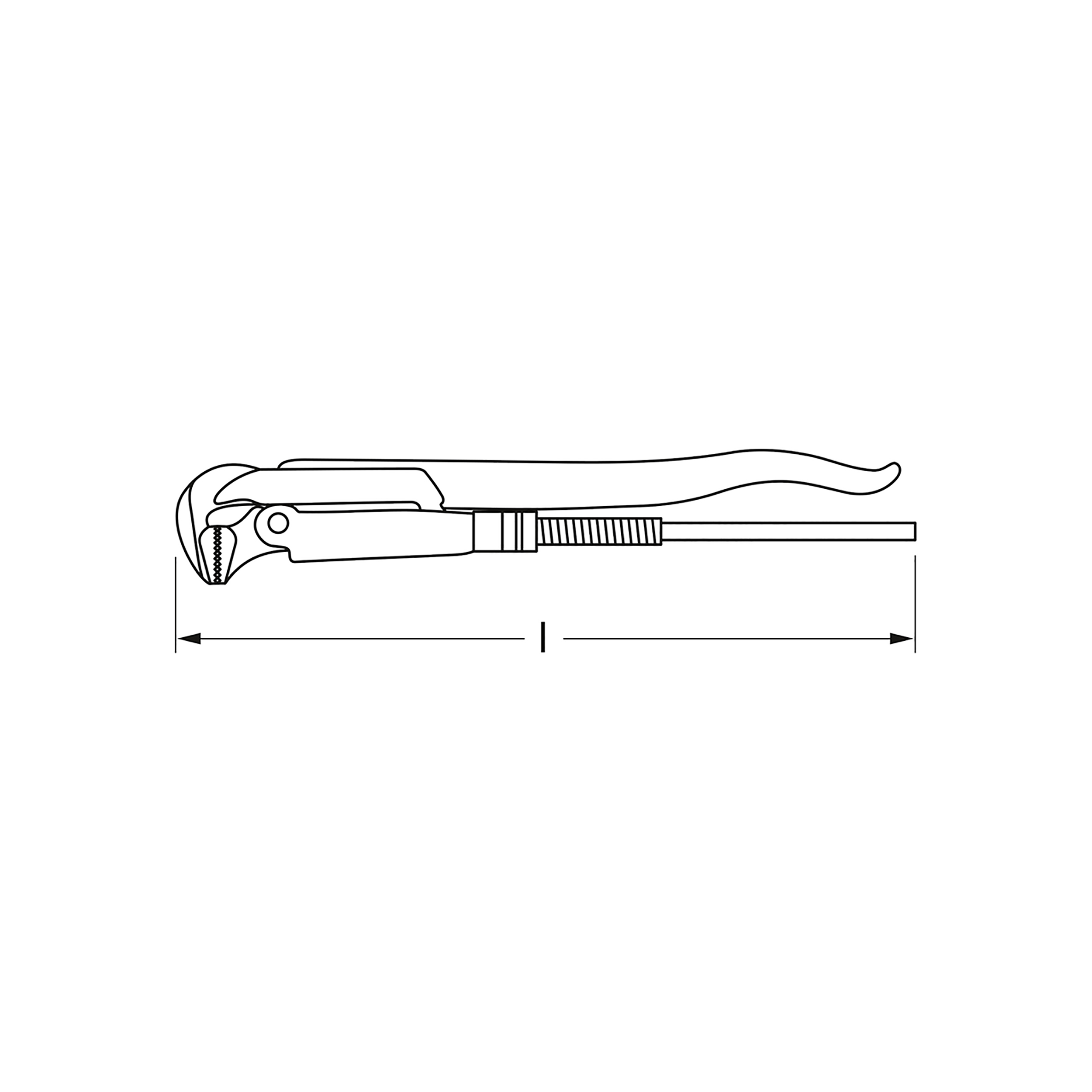 Pipe wrench 90°, DIN 5234, form A, 10-105 mm (3"), MATADOR item no.: 05970004